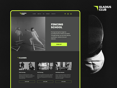 Fencing School Website Concept branding design logo ui