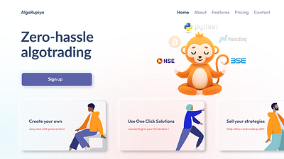 Algo-trading platform homepage ui