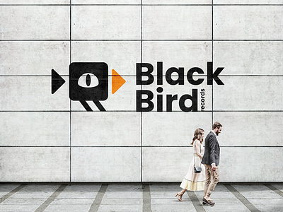 Black bird records bird black branding camera logo media music play button record technology video