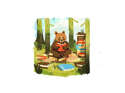 reading bear illustration