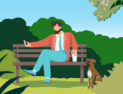 Dog waiting for the man to play catch. 2d adobe illustrator digital art illustration vector