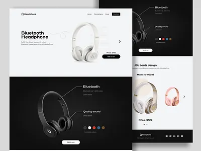 Headphone Landing Page beats landing page bluetooth brand earphone ecommerce headphone headphone landing page headphone online shop landing page music online store shop shopify sound system trending ui ui design uxui webdesign website