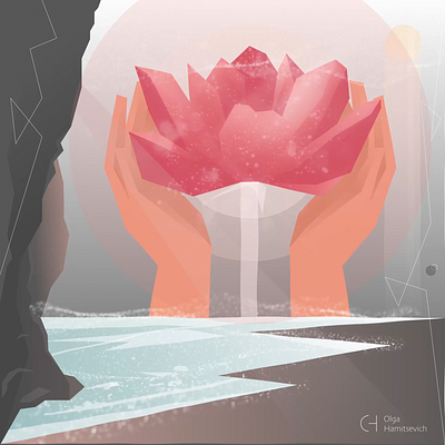 Lotus flower blossom at seaside 2d after effects animation colourful corporate style design flower blossom illustration motion design motion graphics seaside sound effects vector art