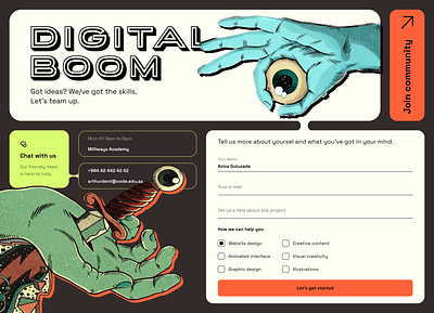 Digital Agency - Contact Page abstractdesign contactpage creativeart creativeinspiration creativeui designagency digital digitalagency digitalart fillform graphicdesign illustration inspiration inspirationui pedropascal registration retrofuturism signin signup userinterface
