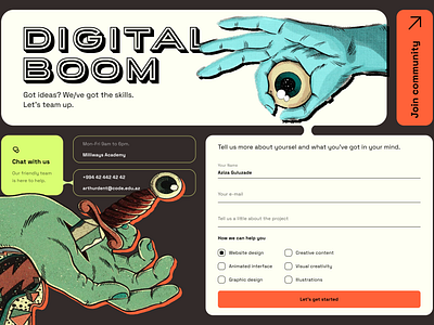 Digital Agency - Contact Page abstractdesign contactpage creativeart creativeinspiration creativeui designagency digital digitalagency digitalart fillform graphicdesign illustration inspiration inspirationui pedropascal registration retrofuturism signin signup userinterface