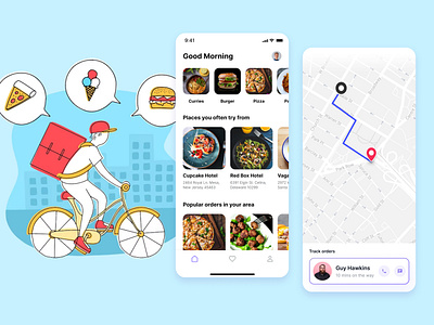 Food Delivery App Design 3d animation branding design elementor figma graphic design illustration logo motion graphics typography ui vector