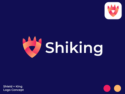 Shield King Logo app logo branding king logo logo design logo mark modern safety security shield