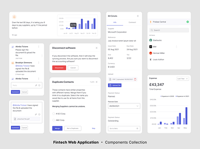 Fintech Web Application - Components blue button comment fintech graph minimal modal notification reports statistics ui