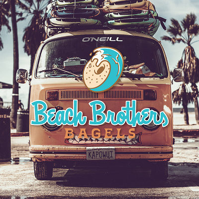 Beach Brothers Bagels Branding Pack bagels beach branding design florida food fun illustration lettering logo restaraunt shop surf