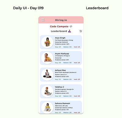 Daily UI - Day 019 leaderboard