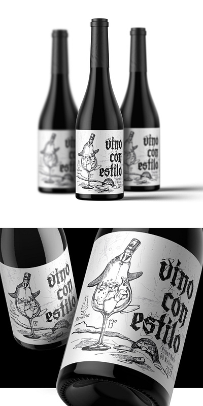 Diseño de etiqueta de vino atractivo y divertido beer branding can design handdrawn illustration label vino wine winery