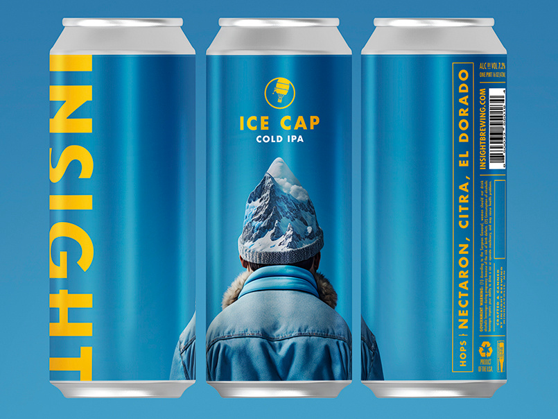 Insight Brewing: Ice Cap Beer Label beer branding clean craft beer crisp design label label design midjourney packaging packaging design print simple
