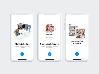 Social Planner Onboarding Screens app book calendar clay light onboard onboarding post social steps story