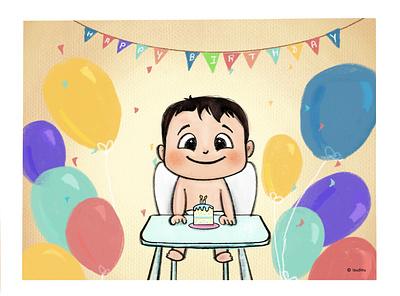 I am turning TWO years old! baby cute digital art doodle fun illustration toddler