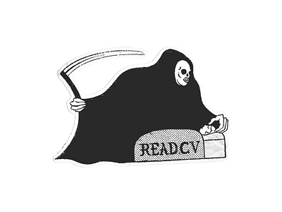read.cv sticker 02 death die end evil grim horror metal reaper scary skeleton skull sleep
