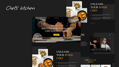 Website Chef's Kitchen Restaurant chef dark food landing page restaurant ui web design