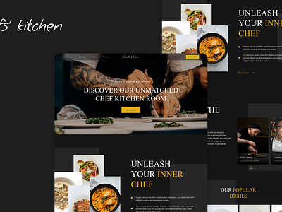 Website Chef's Kitchen Restaurant chef dark food landing page restaurant ui web design