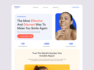 Landing page for Invisible Braces braces dental dentistry doctor healthcare landing medical services teeth tooth ui ux web website