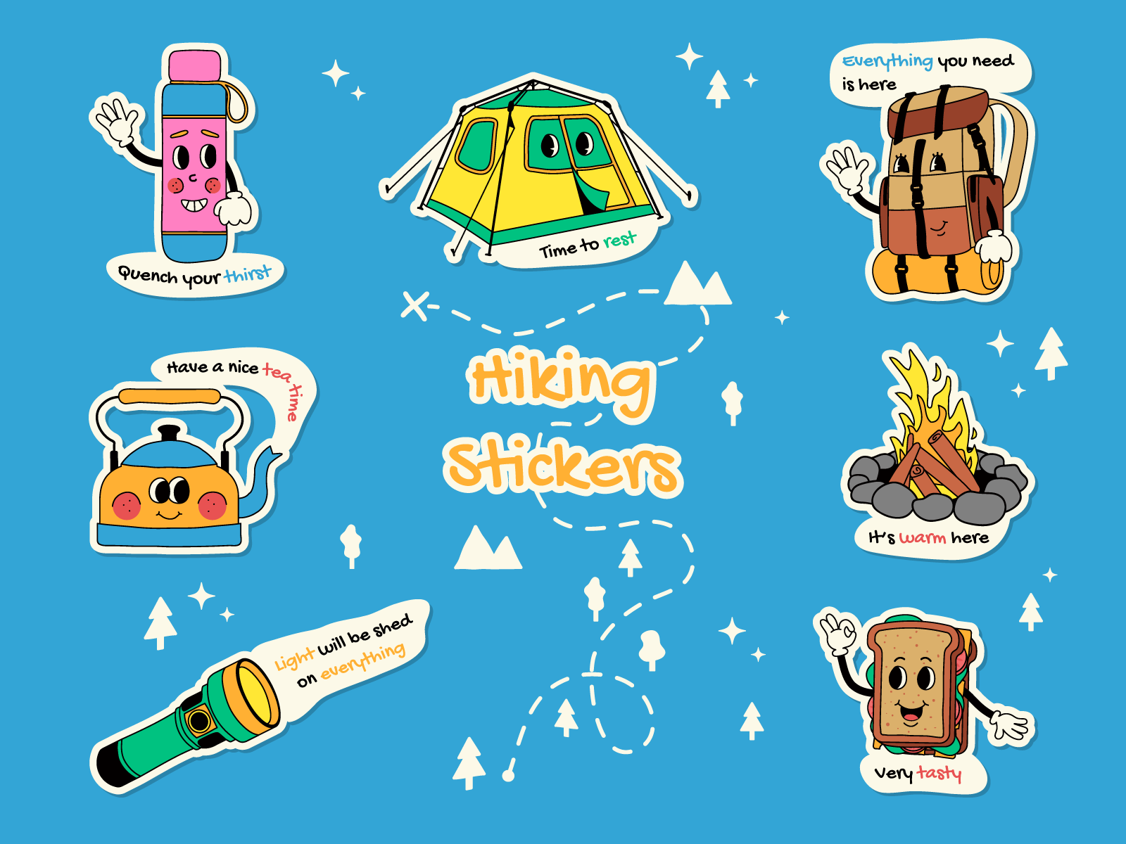 Hiking Stickers by Olha on Dribbble