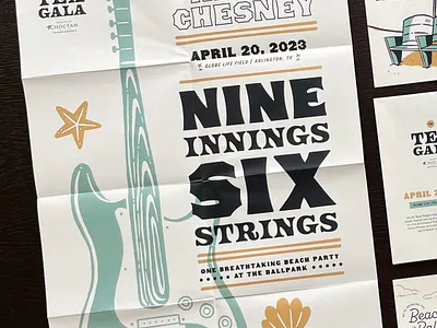 Tex Gala Invitation baseball country music guitar illustration invitation poster