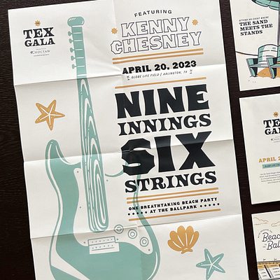 Tex Gala Invitation baseball country music guitar illustration invitation poster
