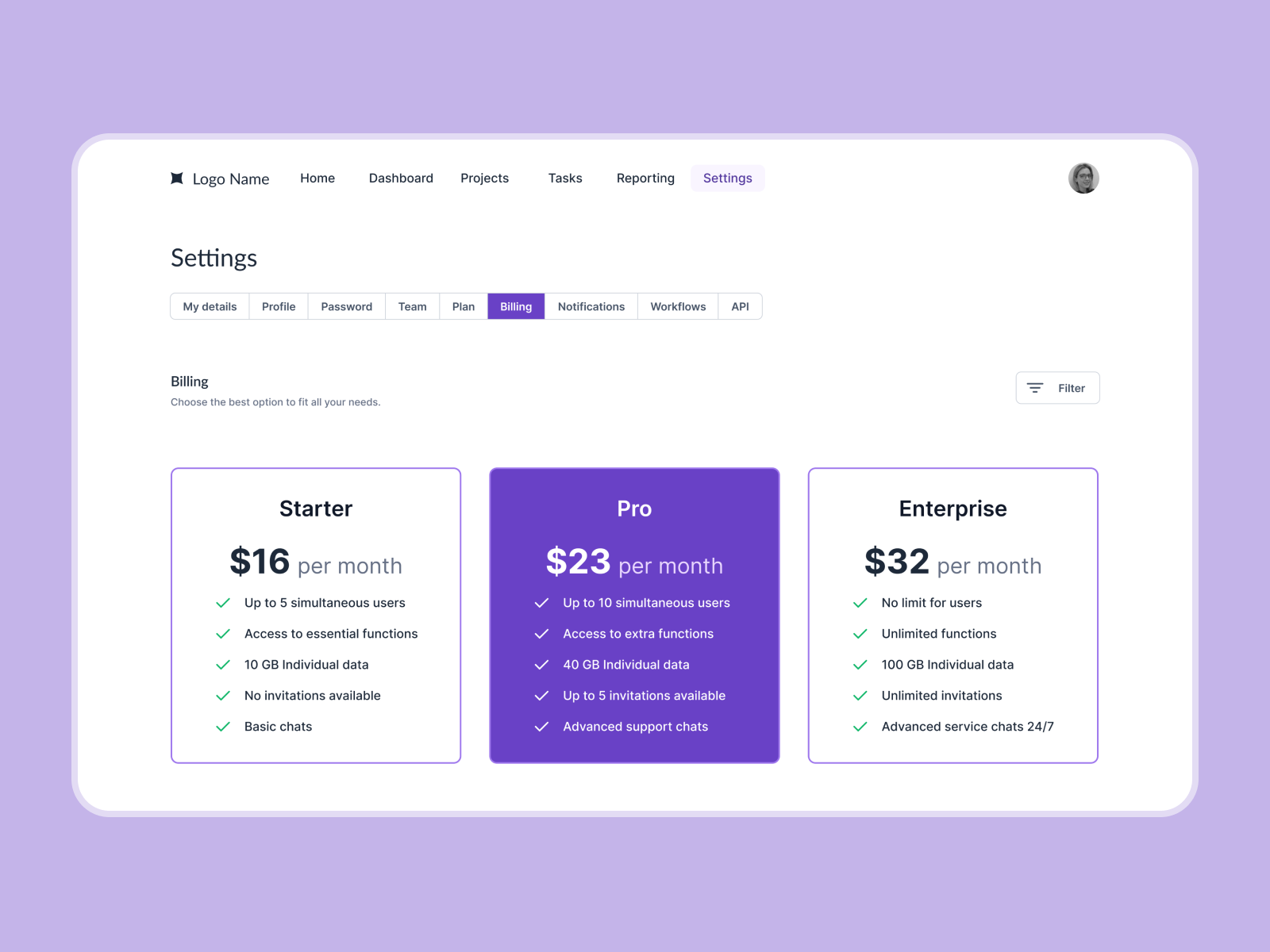 Settings Dashboard (Inspired by Jordan Hughes) app billing clean design figma minimal minimalism payment settings ui ux webdesign