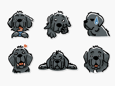 The many emotions of Sherlock character design dog emotions illustration newfoundlander st bernard stickers vector