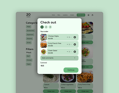 Check out for food delivery site buy check out continue delivery fast food figma food my order order payment pop up popup shot ui ux webdesign website