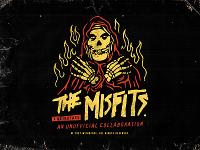 THE MISFITS X WEIRDFACE BRAND badge brand identity branding character design clothing brand crimson ghost design illustration lettering logo misfits new jersey punk rock vector