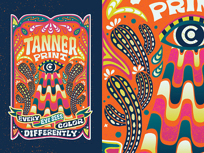 Tanner Print Co. Illustration branding cactus design eye handlettering illustration lettering logo poster procreate psychedelic typography ui vector vintage