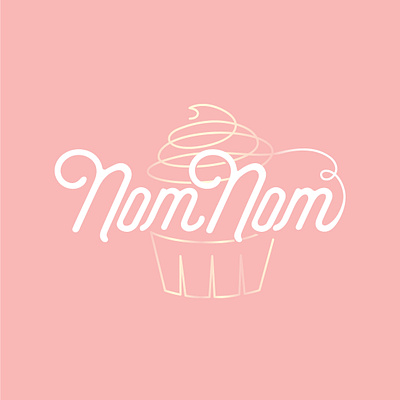 Nom Nom bakery branding cupcake cute design girly illustration logo tipography