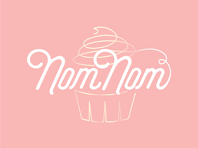 Nom Nom bakery branding cupcake cute design girly illustration logo tipography