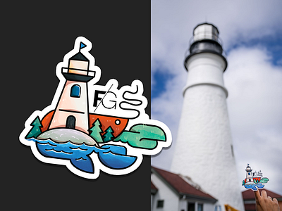 Sticker Illustration for FG Life Services branding cape elizabeth design illustration lighthouse lobster sticker