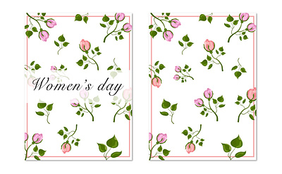 Postcard for Women's Day with roses in watercolor style greeting