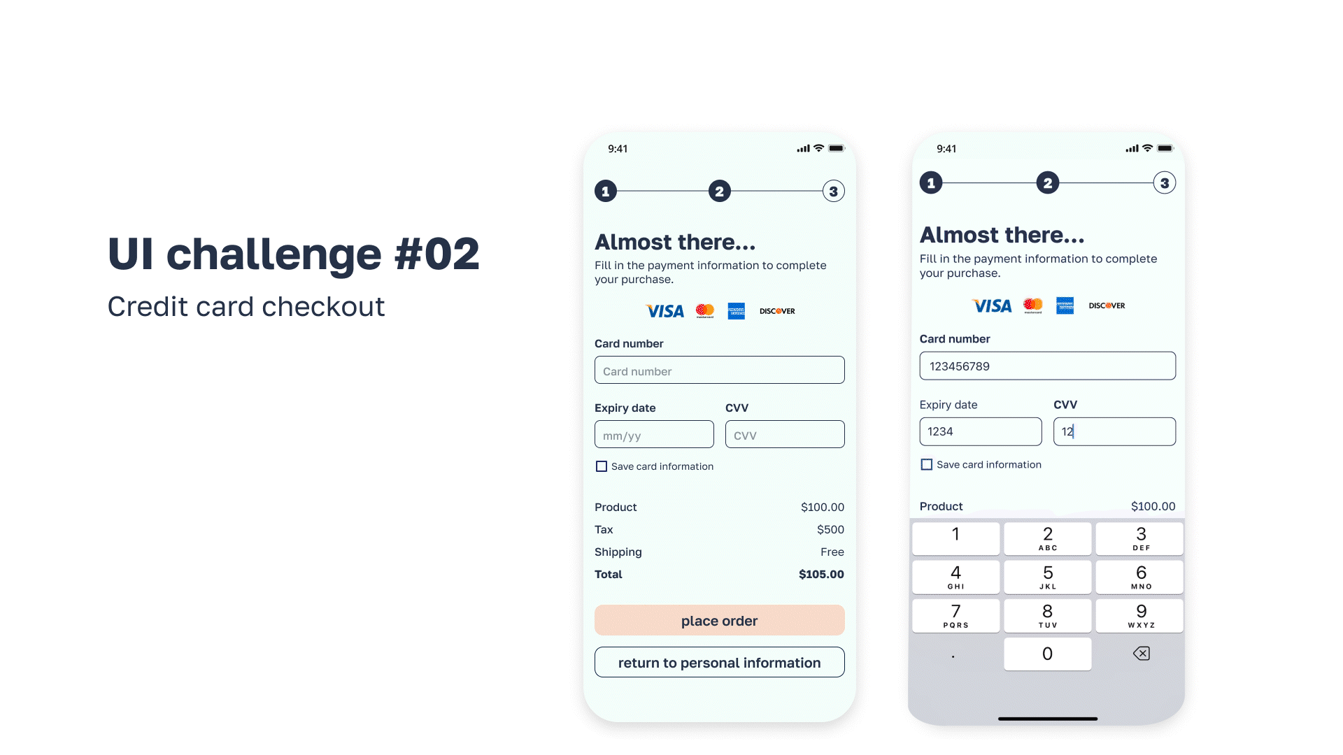 UI Challenge #02 - Credit card checkout checkout dailyui protopie ui uiux