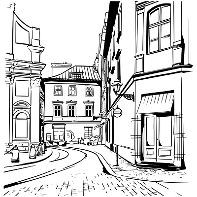 Vector sketch illustrations of Krakow streets and buildings adobe illustrator design graphic design illustration vector