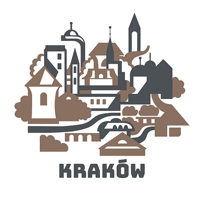 Vector drawing, Krakow streets and buildings adobe illustrator design graphic design illustration vector