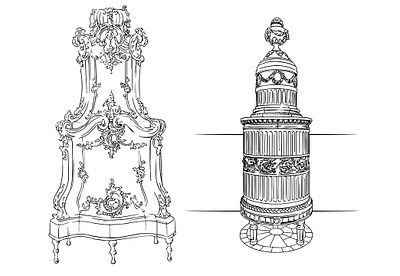 Vector Sketch illustration of old Castle Stoves adobe illustrator design graphic design illustration stove vector
