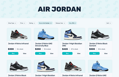 Air Jordan Shopping Page blue branding cheddar cheddar design design figma graphic design jordan product rubik shoes shopping ui ux