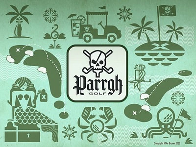 Parrgh Golf graphics cart girl clubs design wisely golf golf balls mermaid mike bruner par parrgh pirates skull tropical