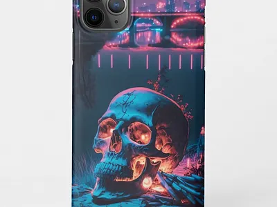 Cursed Lake Skull bones creepy cursed dark death design gothic illustration lake phone case skull spooky vector