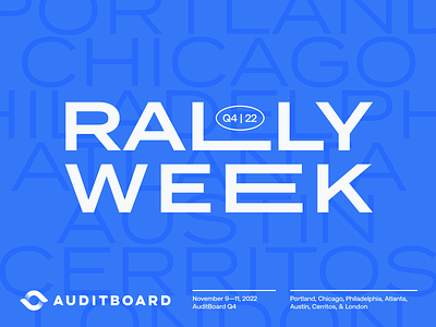 Rally Week Brand Identity auditboard blue company culture corporate culture events logo pit crew rally week swag
