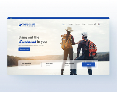 Wanderlust Travels-Travel Website Landing Page booking design product design travel travel website ui ux web webpage website