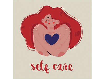 Self Care Concept Illustration daily emotional face girl health illustration mental stress vector wellness