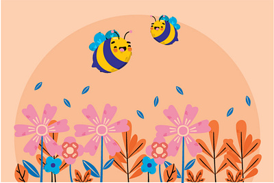 Bee Animal Background Illustration animal background bee cartoon flower honey illustration insect queen vector