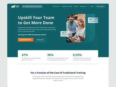CFI for Teams Website corporate ecommerce finance graphic design green hero pricing ui ux web design