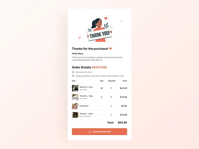 Email Receipt (Daily UI 017) daily ui daily ui challenge dailyui017 dailyui17 design challenge email receipt email template minimal ui ui design