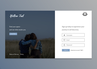 Yellow Tail - Login/Registration design ui ux web