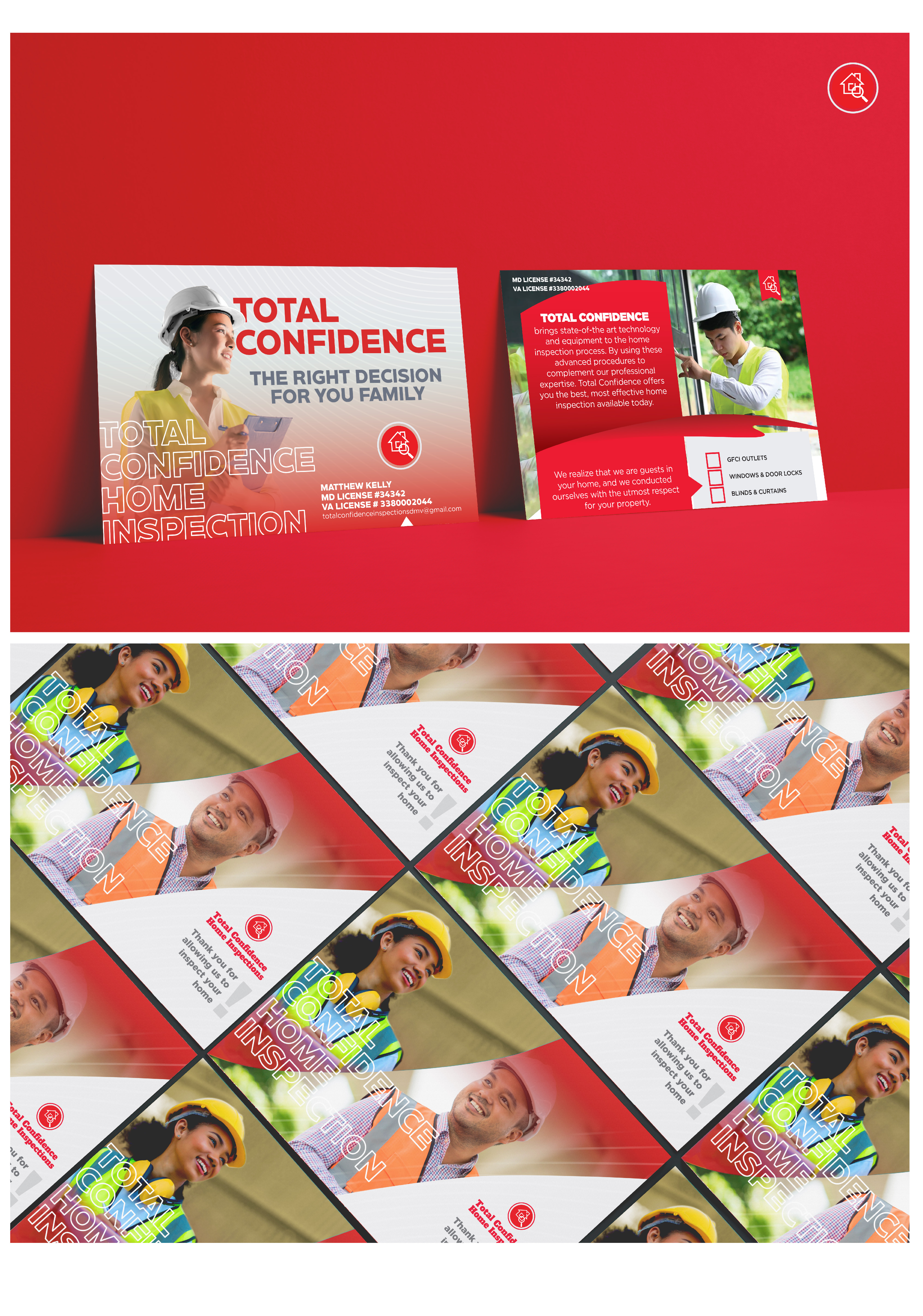 TOTAL CONFIDENCE branding flyer graphic design home homeinspection inspection safety security securityhome