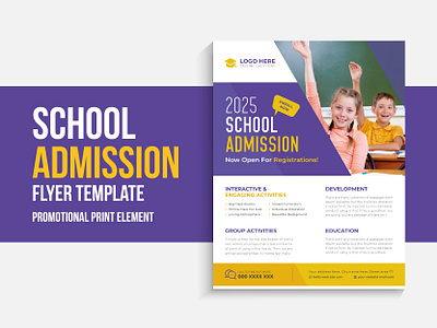 School admission flyer template admission flyer back to school flyer banner banner ad branding brochure college design education flyer flyer graphic design kids education learning poster design school school admission flyer school banner social media banner ui web social media post